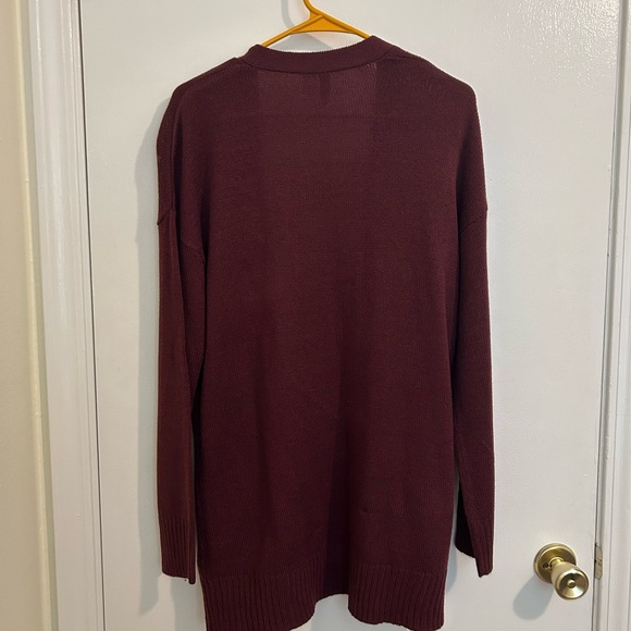 H&M Open-Front Cardigan Sweater - Burgundy - Picture 2 of 6